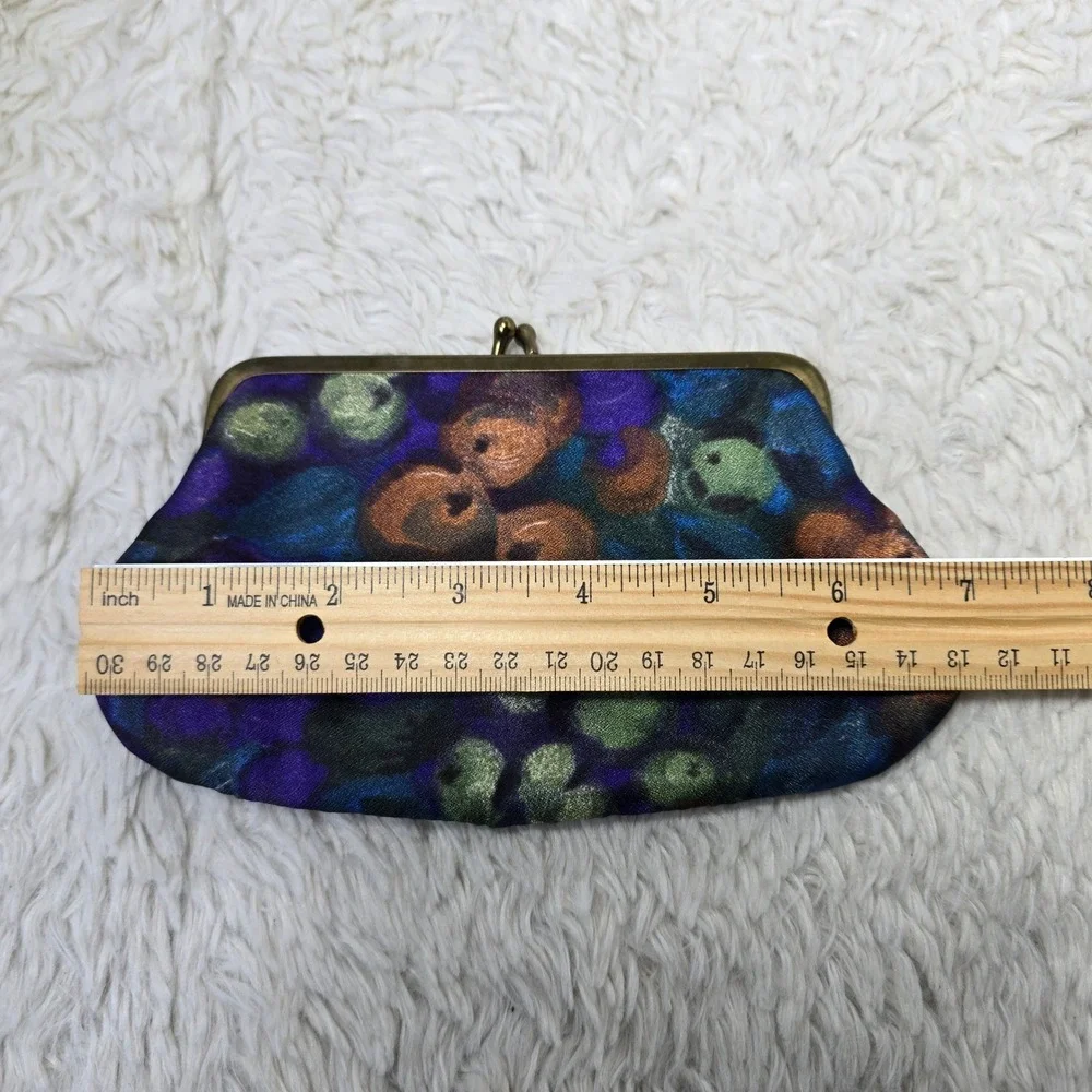 Vintage Celebrity NY Floral Pouch Set Clutch Multicolor‎ Kiss Lock Cosmetic Coin